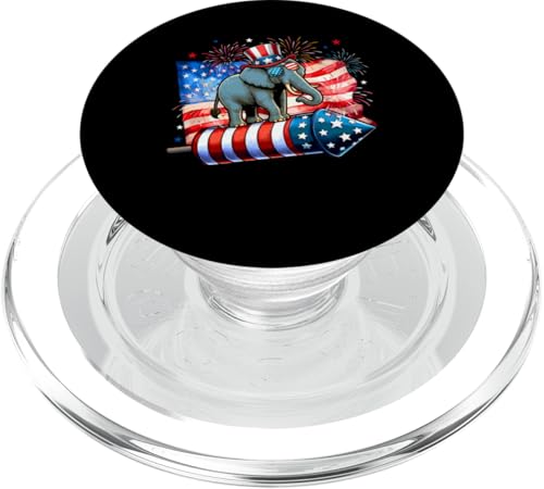 Elephant Sunglasses On Firecracker 4th July US Flag PopSockets PopGrip für MagSafe Elephant Sunglasses On Firecracker 4th July US Flag PopSockets PopGrip für MagSafe von Wild Animal 4th Of July Costume