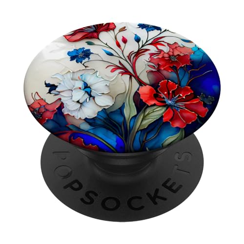 Rot Weiß Blau Patriotische Blume N2 PopSockets mit austauschbarem PopGrip von Wildflower&Bloom Co.