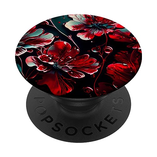 Rote Blumen Blumenmuster N1 PopSockets mit austauschbarem PopGrip von Wildflower&Bloom Co.