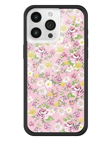 Wildflower Daisy Lynn Schutzhülle mit Blumenmuster, kompatibel mit Apple iPhone 15 Pro Max, trendy, rosa, gelb, weiß, floral, schützender schwarzer Stoßfänger, 1,2 m Falltest-zertifiziert, kleines von Wildflower