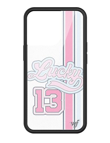 Wildflower Schutzhülle – Lucky Girl-Hülle, kompatibel mit Apple iPhone 13 Pro, Weiß, Schule, Letterman, Pink, trendig, schützender schwarzer Stoßfänger, 1,2 m Falltest-zertifiziert, kleines von Wildflower