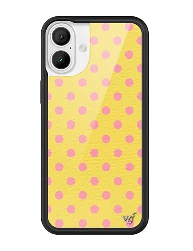 Wildflower Schutzhüllen – kompatibel mit Apple iPhone 16 Plus, schützender schwarzer Stoßfänger, 1,2 m Falltest-zertifiziert, Kleinunternehmen in Frauenbesitz, gepunktet, Rosa und Gelb, Punkte von Wildflower