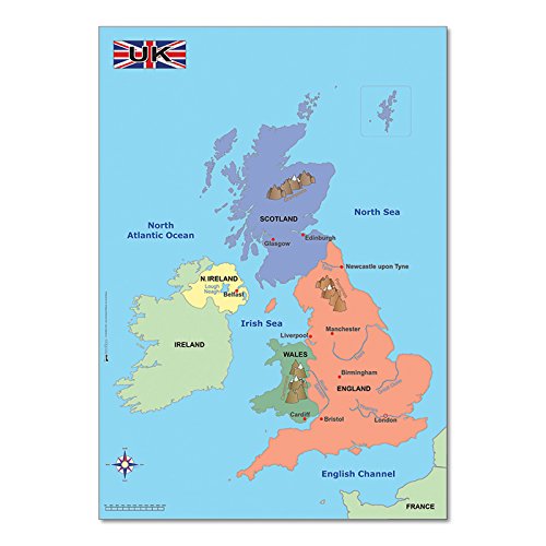 Wildgoose Education WG3514 Einfache Großbritannien-Karte (Englische Version), 67 x 57 cm von Wildgoose Education