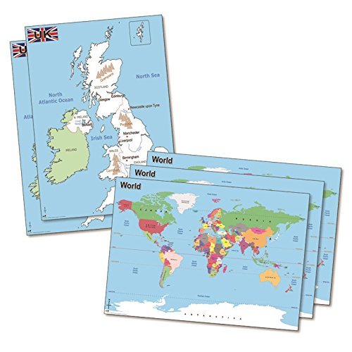 wildgoose Bildung wg3609 UK und Welt Schreibunterlage Karte Set (5 Stück) von Wildgoose Education