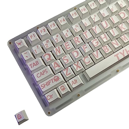 132 Tasten, rosa Großbuchstaben-Tastenkappen für MX-Switch, mechanische Tastatur, Kirschprofil, PBT-Tastenkappen, Großbuchstaben-Tastenkappen von Wilgure