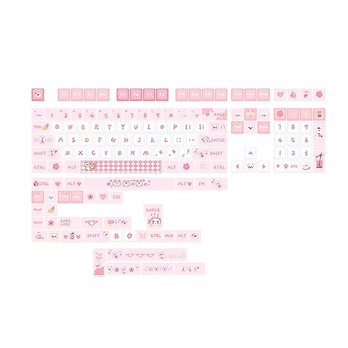 Tastenkappen-Set, niedliches MAD-Profil, rosa Tastenkappen für 146 Tasten, Thermosublimation, Handwerk für mechanische Tastaturen, Mädchen, Geschenk, Tastenkappen-Set, niedliches Thema, MAD-Profil, von Wilgure