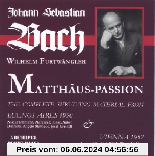 Matthäus-Passion: Hoffmann-Patzak-Klose- von Wilhelm Furtwängler