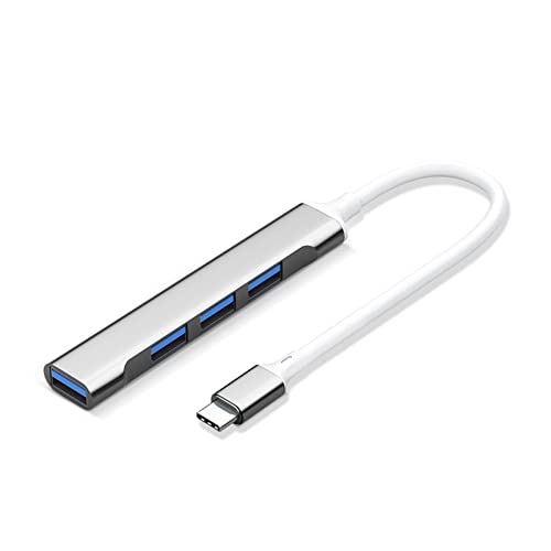 Wilitto USB 3.0 Hub, 4 in 1 USB Hub USB Splitter Adapter, Multi USB Port Expander, USB Expander für Laptop, High Speed Treiberfrei Schnelle Wärmeableitung Tragbare Typ-C Dockingstation Grau A von Wilitto