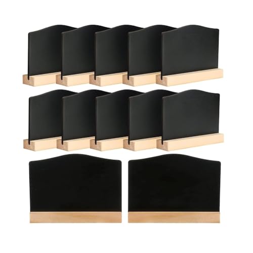 Willoghsa 12 Mini-Kreidetafeln mit Ständer, Kleine Tafel-Holzschilder zum Beschriften, Minitafel-Set, Tischkarten, Preisschilder von Willoghsa