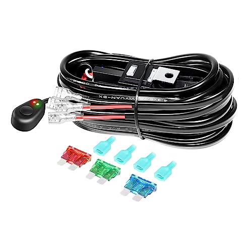 Willpower Universelles Kabelbaum-Set für LED-Lichtleiste mit 3 m 40 A 12 V Relais, Ein-/Aus-Schalter, Kabelbaum zum Fahren von Off-Road-Lichtern, LED-Nebel-Arbeitslicht (2 Leitungen) von Willpower