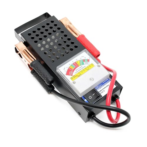 Batterietester für 6V und 12V Batterien/Akkus mit 2 Klemmzangen, testet u.a. das PKW Ladesystem von Wiltec