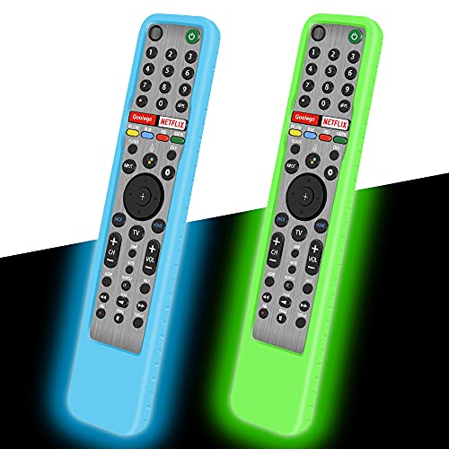 2 Pack Silikon Hülle für Sony RMF-TX600U RMF-TX500U Fernbedienung [Anti-Rutsch] Schutzhülle für Sony RMF-TX621U RMF-TX520U Voice Remote Case Sleeve Holder Protector Skin Glow Blue Glow Green von Winceed