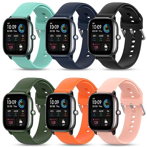 WindRen 6 Stück 20mm Armband für Amazfit Bip U Pro/Bip U/Bip U/Bip S/Bip Lite/Bip 3 Pro, Ersatzband kompatibel mit Amazfit GTS/GTS 2 Mini/GTS 2/GTS 2/GTS 2e/GTS 3/ GTS 4/GTS 4 Mini von WindRen