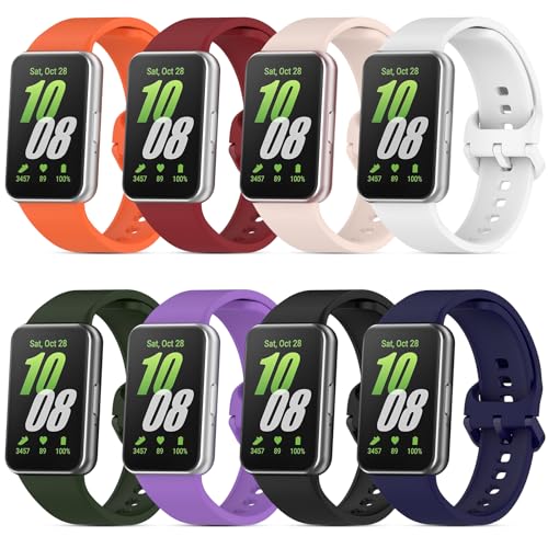 WindRen 8 Pièces Armband Kompatibel Für Samsung Galaxy Fit 3, Sport Silikon Uhrenarmband Samsung Galaxy Fit 3 Armband Smartwatch Ersatzarmband mit Samsung Galaxy Fit 3 von WindRen