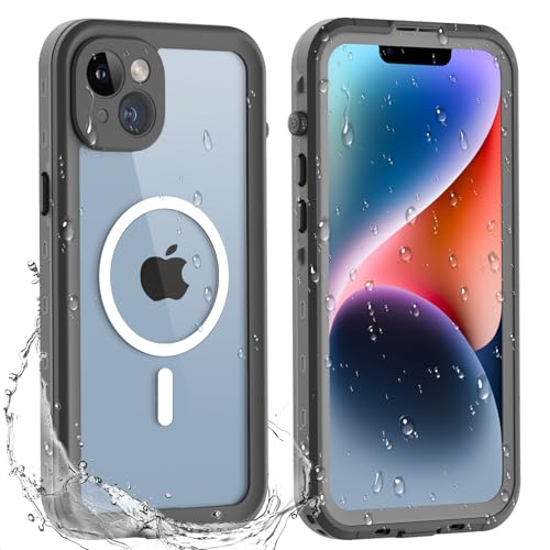 WindRen für iPhone 14 Plus Hülle Wasserdicht,Outdoor Handyhülle 360 Grad Schutzhülle mit MagSafe, iPhone 14 Plus Case mit Displayschutz, Schwarz von WindRen