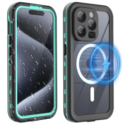 WindRen für iPhone 15 Pro Hülle Wasserdicht für MagSafe, 360 Grad Outdoor Schutzhülle mit Displayschutz, Wasserfest Handyhülle Staubdicht Stoßfest Panzerhülle für iPhone 15 Pro Case 6,1" blau von WindRen