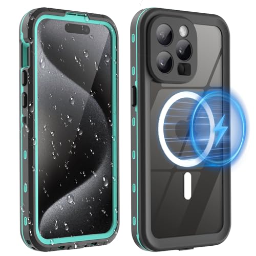 WindRen für iPhone 15 Pro Max Hülle Wasserdicht für MagSafe, 360 Grad Outdoor Schutzhülle mit Displayschutz, Wasserfest Handyhülle Staubdicht Stoßfest Panzerhülle für iPhone 15 Pro Max (6,7") von WindRen