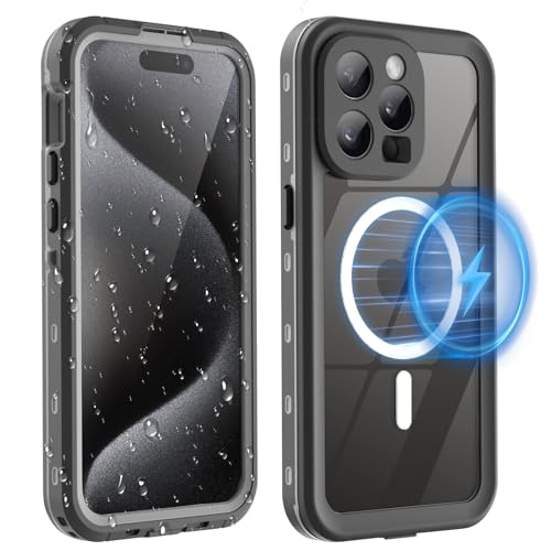 WindRen für iPhone 15 Pro Max Hülle Wasserdicht für MagSafe, 360 Grad Outdoor Schutzhülle mit Displayschutz, Wasserfest Handyhülle Staubdicht Stoßfest Panzerhülle für iPhone 15 Pro Max von WindRen