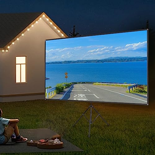 WindWilder 100/80 Zoll Beamer Leinwand Heimkino 4K Projektionsleinwand Heimkino Mit Stativ Rolloleinwand Tragbare Projektionsleinwand Einstellbare Höhe Videoleinwand für Home Theater (80 Zoll) von WindWilder