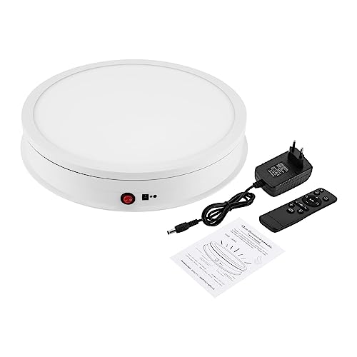 WindWilder Elektrischer Drehteller 42cm 50kg, Drehteller Elektrisch mit Fernbedienung für Fotoprodukte Video Display, 3 Farben (Weiß/Gelb/Gelb-Weiß), Drehung im und gegen den Uhrzeigersinn, Weiß von WindWilder