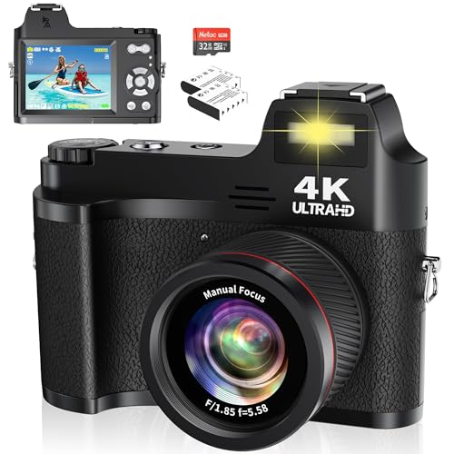 Digitalkamera für Fotografie, 4K, 48 MP, Vlogging-Kamera mit 32 G SD-Karte, wiederaufladbare Point-and-Shoot-Kameras, Videokamera für Kinder/Erwachsene/ältere Menschen/Anfänger von Windancy