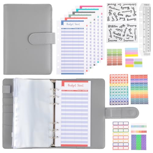 Budget Planner - Budgetplaner Sparbuch, PU-Leder, mit 12 Binder Taschen und 12 Budgetblättern, wiederverwendbar und langlebig, ideal für Finanzplanung, Ersparnisse und Haushaltsorganisation von Windfromort
