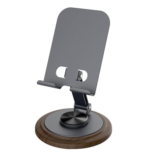 Windfromort Handyhalterung - Handy Halterung, Aluminium, 360° Drehbar, Höhenverstellbar, Klappbar, Stabil und rutschfest, Geeignet für Schreibtisch, Büro und Zuhause (Schwarz) von Windfromort