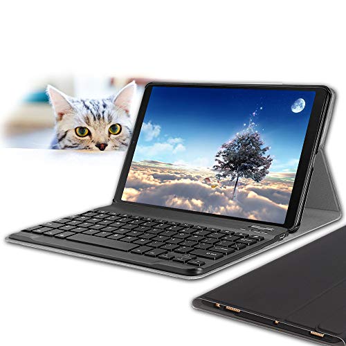 Galaxy Tab A 10.1 2019 Tastatur Hülle SM-T510/T515, Wineecy PU Leder mit Abnehmbarer Bluetooth Wireless Tastatur für Samsung Galaxy Tab A 10.1 Zoll 2019 (Galaxy Tab A 10.1 2019, Schwarz) von Wineecy