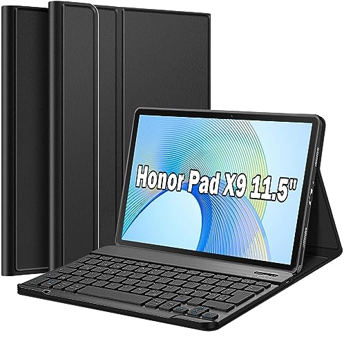 Wineecy Tastatur Hülle für Honor Pad X9 11.5 Zoll 2023 Tablet, Slim Schutzhülle mit Magnetisch Abnehmbare Kabellose Deutsches QWERTZ Tastatur für 11,5" Tablet Honor Pad X9 (Honor Pad X9 11.5") von Wineecy