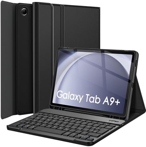 Wineecy Tastatur Hülle für Samsung Galaxy Tab A9+ / A9 Plus 11 Zoll 2023 (SM-X210/X215/X216/X218) Tablet, Slim Schutzhülle mit Magnetisch Abnehmbare Kabellose Deutsches QWERTZ Tastatur (A9 Plus) von Wineecy