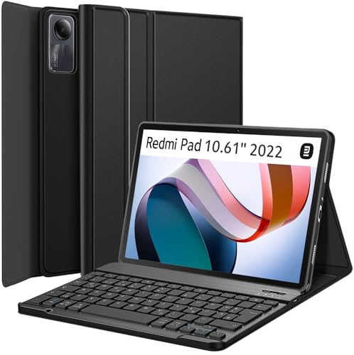 Wineecy Tastatur Hülle für Xiaomi Redmi Pad 10,61 Zoll 2022 Tablet, Slim Schutzhülle mit Magnetisch Abnehmbare Kabellose Deutsches QWERTZ Tastatur (Redmi Pad 10.61") von Wineecy