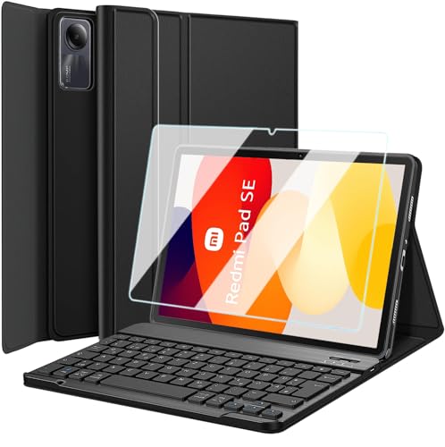 Wineecy Tastatur Hülle mit Schutzfolie für Xiaomi Redmi Pad SE 11 Zoll 2023 Tablet, Slim Schutzhülle mit Magnetisch Abnehmbare Kabellose Deutsches QWERTZ Tastatur (Redmi Pad SE) von Wineecy