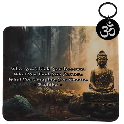 What You Think You Become Buddha Zitate - Inspirierendes Buddhismus Zitat Mauspad für Zen Meditation, Yoga, spirituelle Geschenke - Rutschfeste Gummiunterseite von WingToday