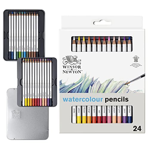 Winsor & Newton 0490015 präzisions Aquarell - Künstlerfarbstifte im Set, 24 lebendige Farben, hochwertige Künstlerpigmente für farbkräftiges Malen in mehreren Schichten, höchste Farbbrillanz von Winsor & Newton