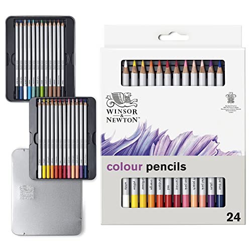 Winsor & Newton 490013 präzisions Künstlerfarbstifte im Set, 24 lebendige Farben, hochwertige Künstlerpigmente für farbkräftiges Malen in mehreren Schichten, höchste Farbbrillanz, bruchsicher von Winsor & Newton