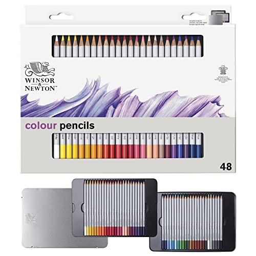 Winsor & Newton 490014 präzisions Künstlerfarbstifte im Set, 48 lebendige Farben, hochwertige Künstlerpigmente für farbkräftiges Malen in mehreren Schichten, höchste Farbbrillanz, bruchsicher von Winsor & Newton