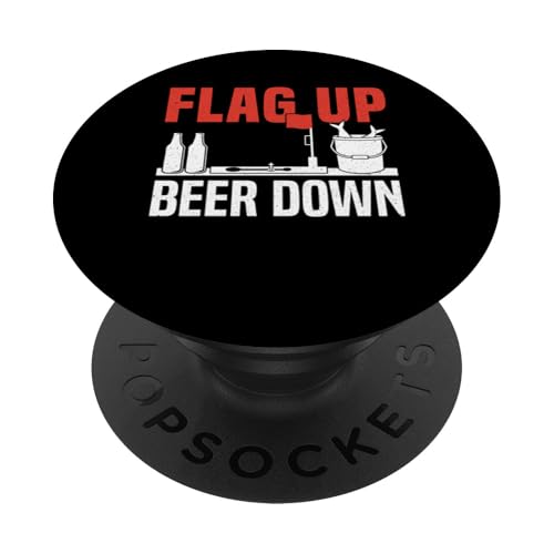 Flag Up Beer Down Ice Fishing PopSockets Klebender PopGrip Flag Up Beer Down Ice Fishing PopSockets Klebender PopGrip von Winter Eisfischen Sport Designs Idee Fischer