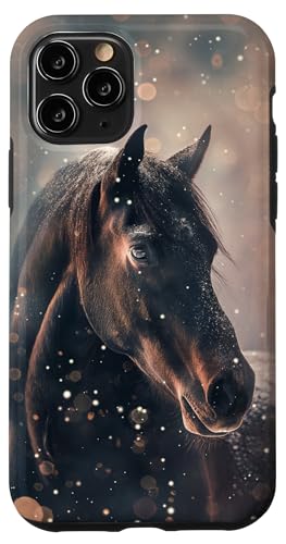 Hülle für iPhone 11 Pro Pferd mit Schneeflocken Pferde Mädchen von Winter Reiten Schnee Pferdemotiv