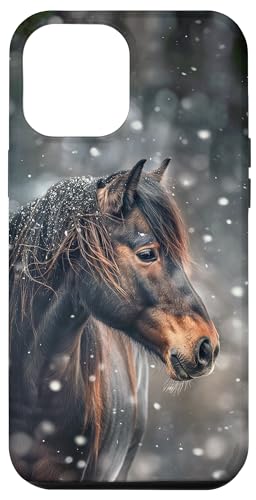 Hülle für iPhone 12 Pro Max Pferd mit Schneeflocken Pferde Mädchen von Winter Reiten Schnee Pferdemotiv