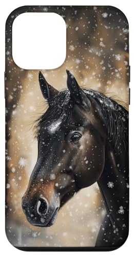 Hülle für iPhone 12 mini Pferd mit Schneeflocken Pferde Mädchen von Winter Reiten Schnee Pferdemotiv
