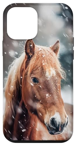 Hülle für iPhone 12 mini Pferd mit Schneeflocken Pferde Mädchen von Winter Reiten Schnee Pferdemotiv