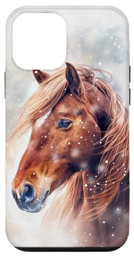 Hülle für iPhone 12 mini Pferd mit Schneeflocken Pferde Mädchen von Winter Reiten Schnee Pferdemotiv