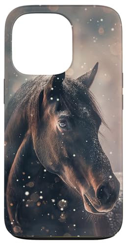 Hülle für iPhone 13 Pro Pferd mit Schneeflocken Pferde Mädchen von Winter Reiten Schnee Pferdemotiv