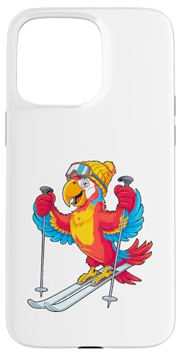 Buntes Papageien-Ski-Abenteuer Winterspaß Hülle für iPhone 15 Pro Max von Winter Snow Animals