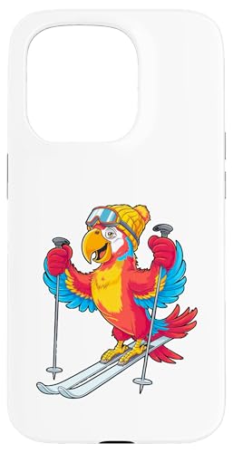 Buntes Papageien-Ski-Abenteuer Winterspaß Hülle für iPhone 15 Pro von Winter Snow Animals