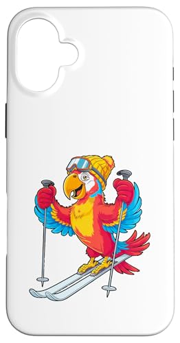 Buntes Papageien-Ski-Abenteuer Winterspaß Hülle für iPhone 16 Plus von Winter Snow Animals