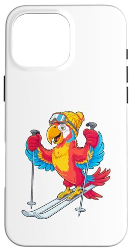 Buntes Papageien-Ski-Abenteuer Winterspaß Hülle für iPhone 16 Pro Max von Winter Snow Animals