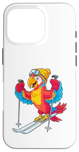 Buntes Papageien-Ski-Abenteuer Winterspaß Hülle für iPhone 16 Pro von Winter Snow Animals