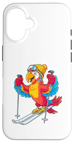 Buntes Papageien-Ski-Abenteuer Winterspaß Hülle für iPhone 16 von Winter Snow Animals