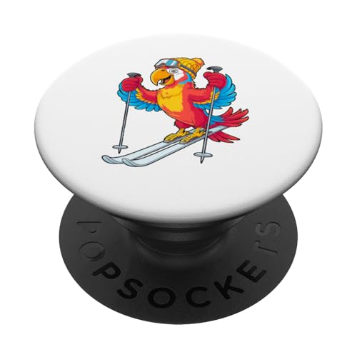 Buntes Papageien-Ski-Abenteuer Winterspaß PopSockets Klebender PopGrip Buntes Papageien-Ski-Abenteuer Winterspaß PopSockets Klebender PopGrip von Winter Snow Animals